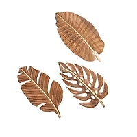 Brown Mango Wood Coastal Leaf Wall Décor Set