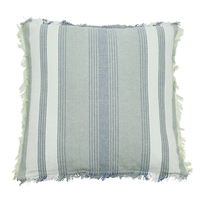 Hello Honey® Multicolor Stripes Woven Cotton Pillow with Eyelash Fringe