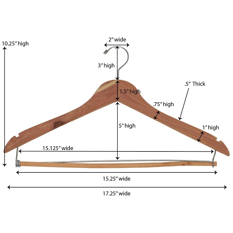 Household Essentials Cedar Coat Hanger with Locking Bar (Set of 4)