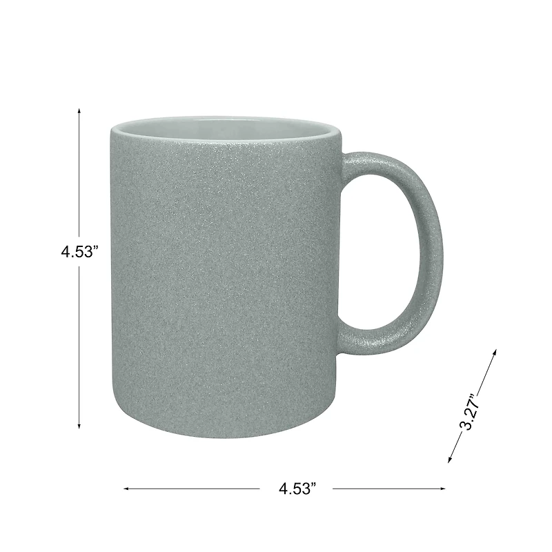 11.8oz. Silver Glitter Ceramic Sublimation Mug by Make Market®