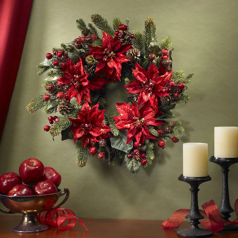 2ft. Poinsettia & Berry Wreath