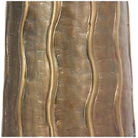 17" Brass Metal Snakeskin Inspired Vase with Dimensional Wavy Accents