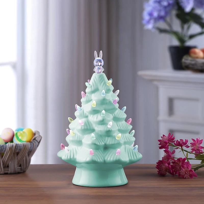 Mr. Cottontail Teal 13" Ceramic Easter Bunny Tree