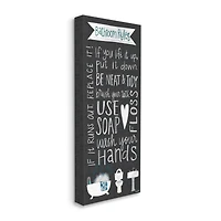 Stupell Industries Bathroom Rules Sign Whimsical Tub Toilet Sink Canvas Wall Art