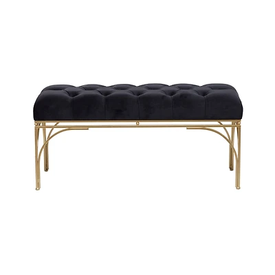 Black Metal Glam Bench, 19" x 39" x 17"
