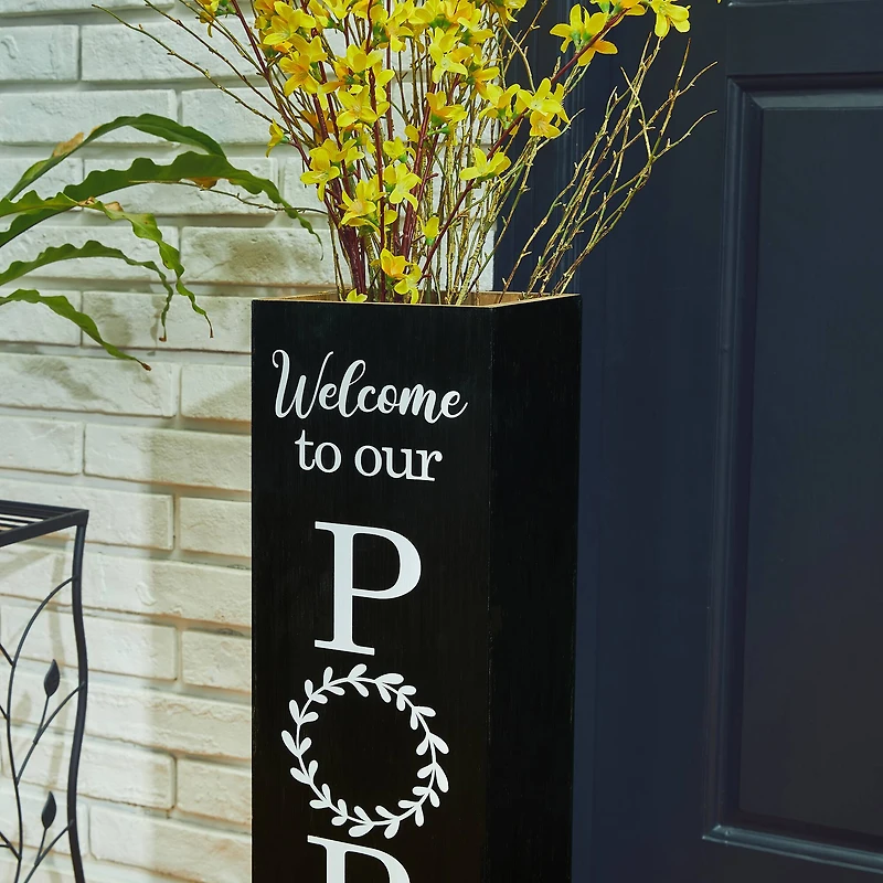 Glitzhome® 30" Black Wood Boxed Welcome Porch Sign