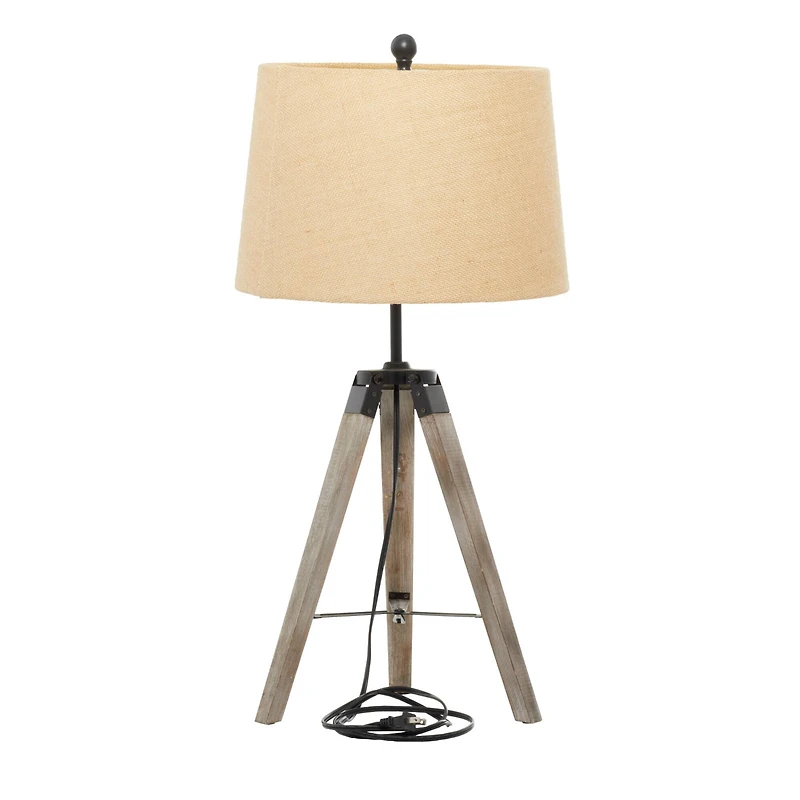 Set of 2 Brown Wood Rustic Table Lamp, 31"