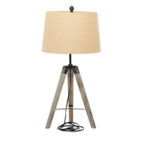 Set of 2 Brown Wood Rustic Table Lamp, 31"