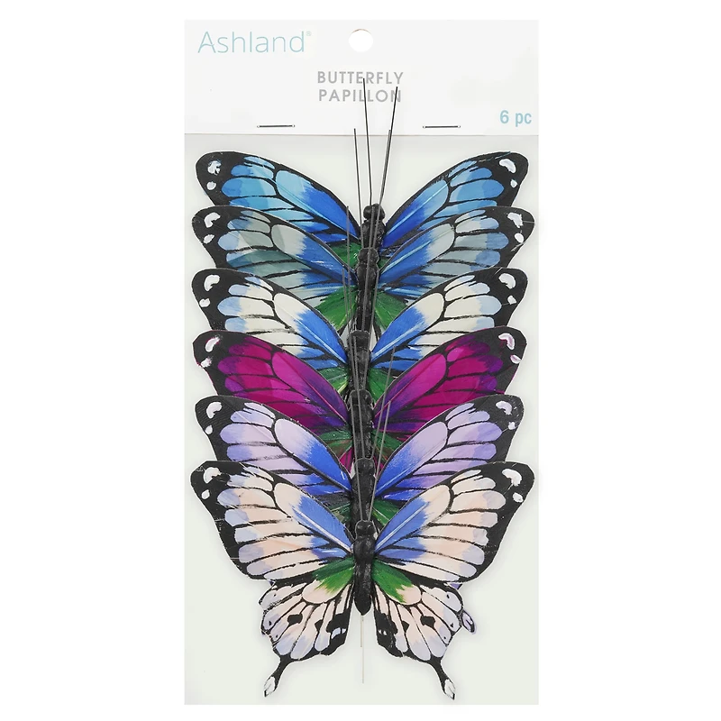 4.5" Blue & Purple Feather Butterflies, 6ct. by Ashland®