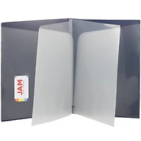 JAM Paper Navy Heavy Duty Plastic High 6-Pocket Folder, 2ct.