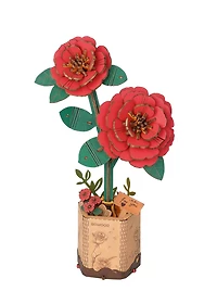 Rowood Red Camellia Wooden Bloom Craft