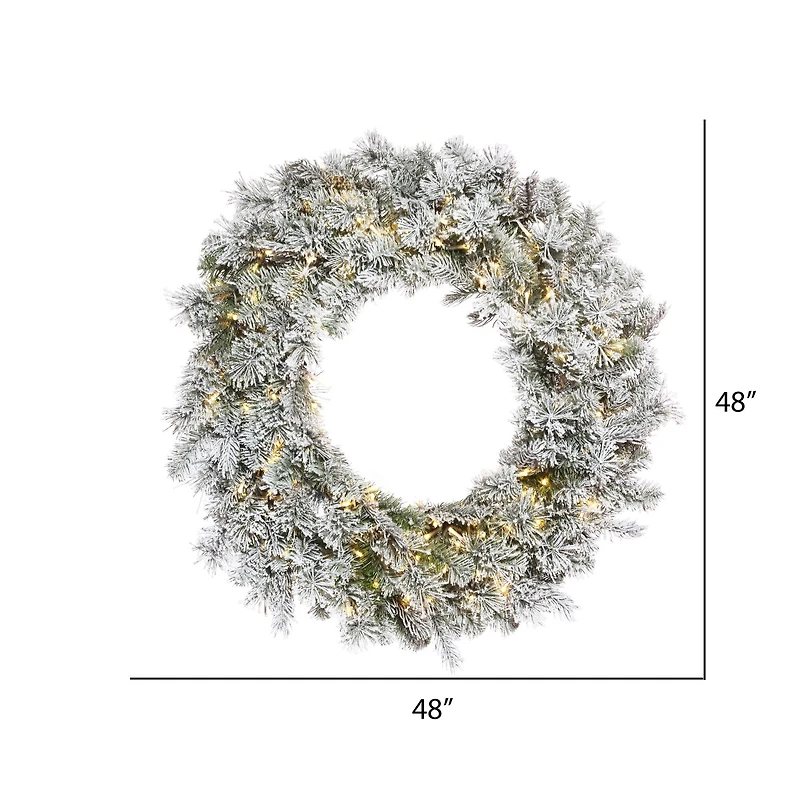 48" LED Flocked Kiana Artificial Christmas Wreath
