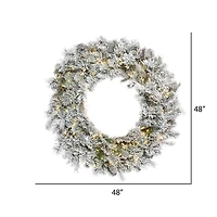 48" LED Flocked Kiana Artificial Christmas Wreath