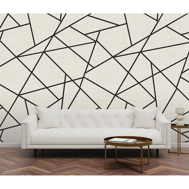 Katie Hunt Black on Dove Gray Modern Lines Wall Mural