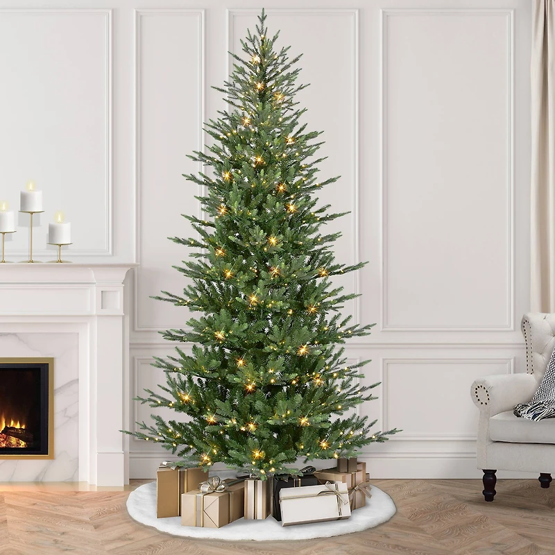 7.5ft. Pre-Lit Slim Alberta Artificial Spruce Tree, Warm White LED Lights