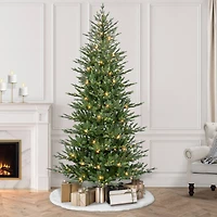 7.5ft. Pre-Lit Slim Alberta Artificial Spruce Tree, Warm White LED Lights