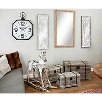 48" Light Brown Boho Style Wood Wall Mirror