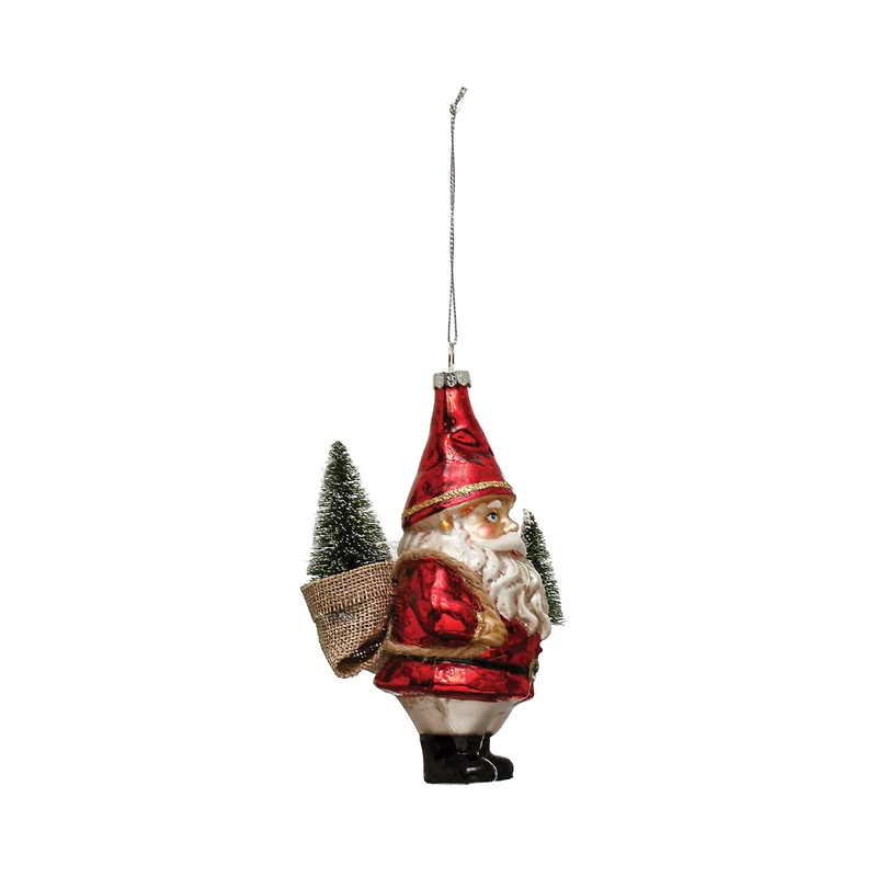 Hello Honey® 5.75" Garden Santa Glass Ornament