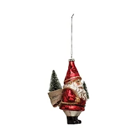 Hello Honey® 5.75" Garden Santa Glass Ornament