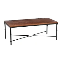 Hello Honey® Saratoga 4ft. Dark Chestnut Rustic Solid Wood & Metal Coffee Table