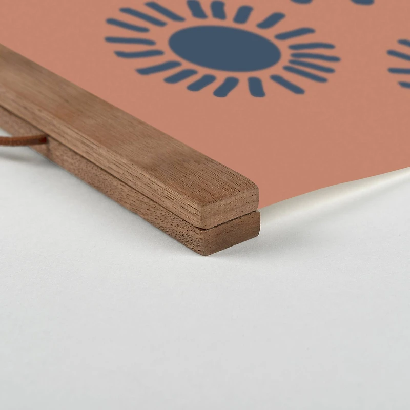 Circle Burst Clay 12" x 18" Teak Hanging Canvas