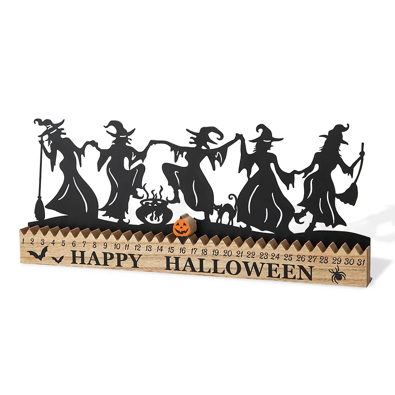 Glitzhome® 18" Halloween Dancing Witch Silhouette Countdown Table Sign