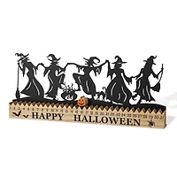 Glitzhome® 18" Halloween Dancing Witch Silhouette Countdown Table Sign