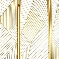 Gold Metal Hinged Foldable Partition 3 Panel Geometric Room Divider Screen 43" x 2" x 67"