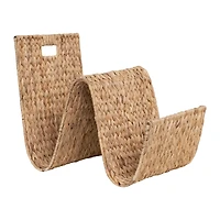 Hello Honey® Hand-Woven Water Hyacinth & Metal Magazine Storage Holder with Handle