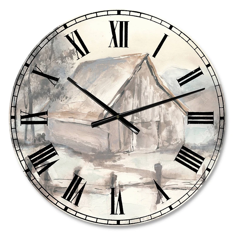 Designart 'Farmhouse Barn Grey Vii Farmhouse Wall Clock