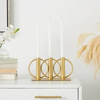 11" Gold Metal Overlapping Circular Ring Candelabra