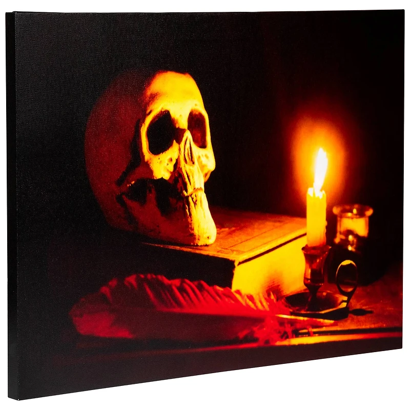 Antique Candle & Skull LED Canvas Wall Art