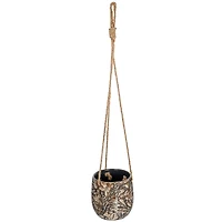 Hello Honey® 5" Brown Hanging Stoneware Planter with Rope