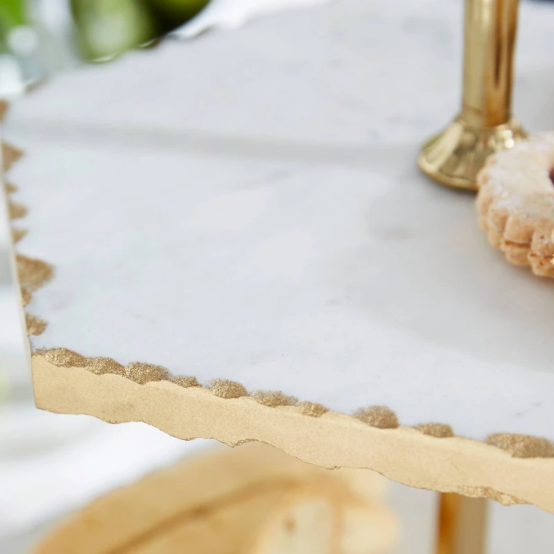 Gold Stoneware & Aluminum 3 Tier Tray Stand