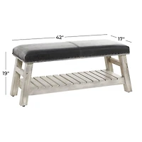 42" Black Wood Bench With Lower Shelf