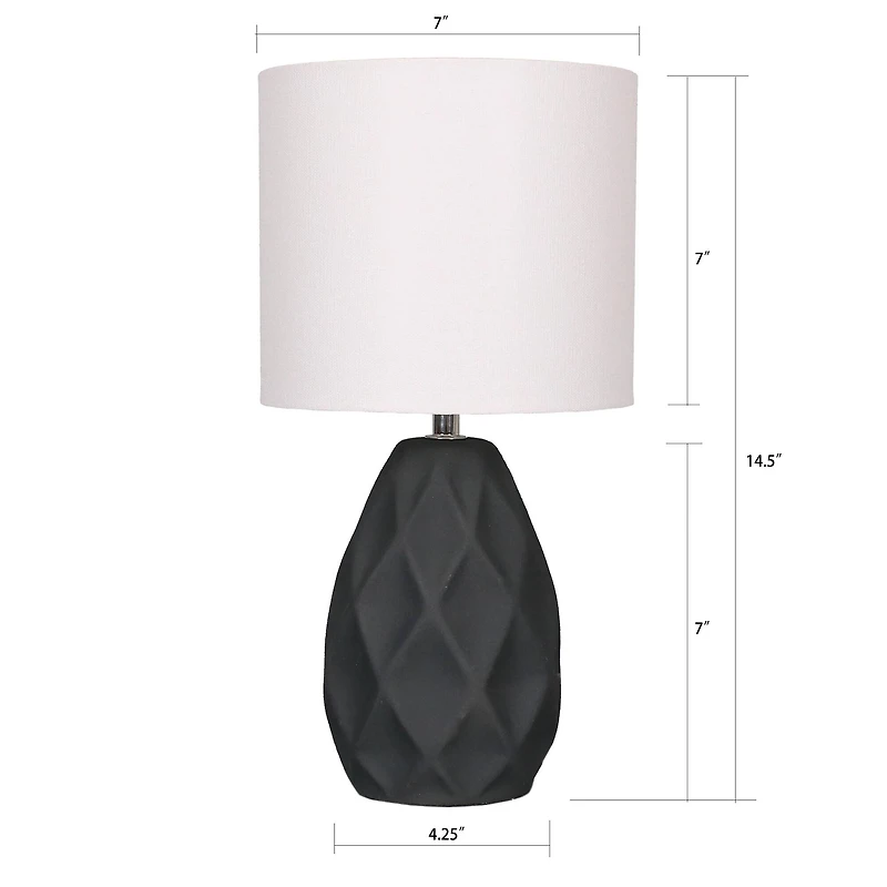 14.5" Gray Ceramic Table Lamp with White Fabric Shade by Ashland®