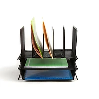 Mind Reader Black 7-Section Metal Mesh Desktop File & Document Organizer Tray