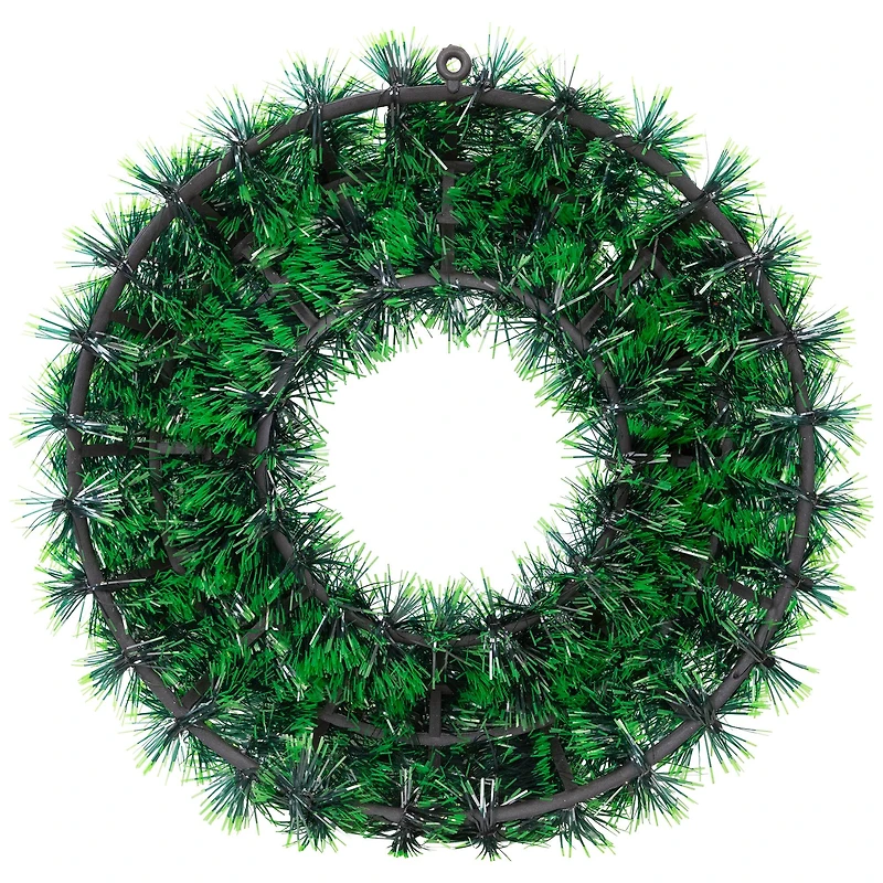17" Green Tinsel Artificial Christmas Wreath with Bow