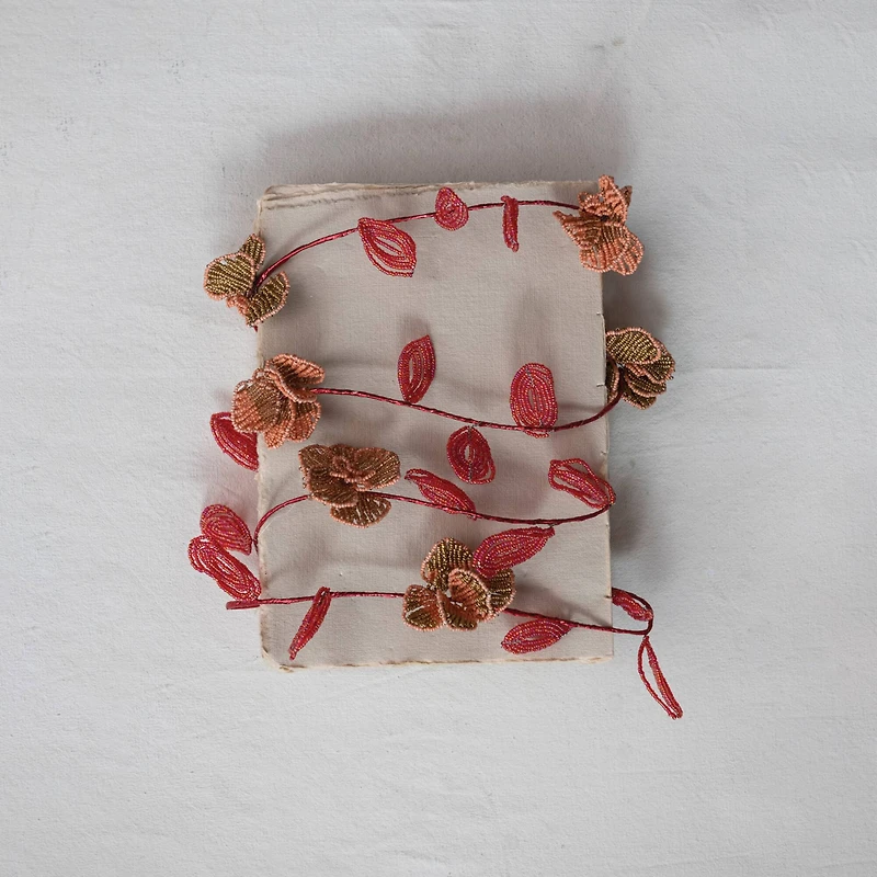 Hello Honey® 6ft. Pink Glass Bead Wired Leaves & Flowers Garland