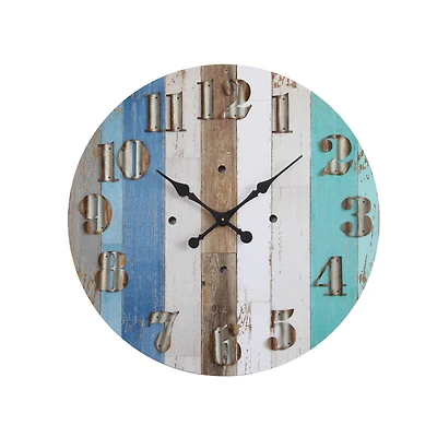 Hello Honey® Multicolor Wood Wall Clock with Corrugated Metal Numbers