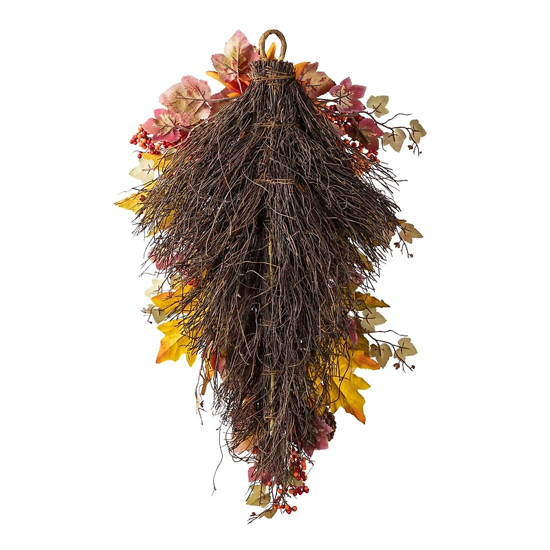 Glitzhome® 27" Fall Dahlia, Pumpkin, Leaf & Berry Swag