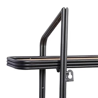 Gray Metal and Wood Industrial Wall Shelves, 34" x 32" x 6"