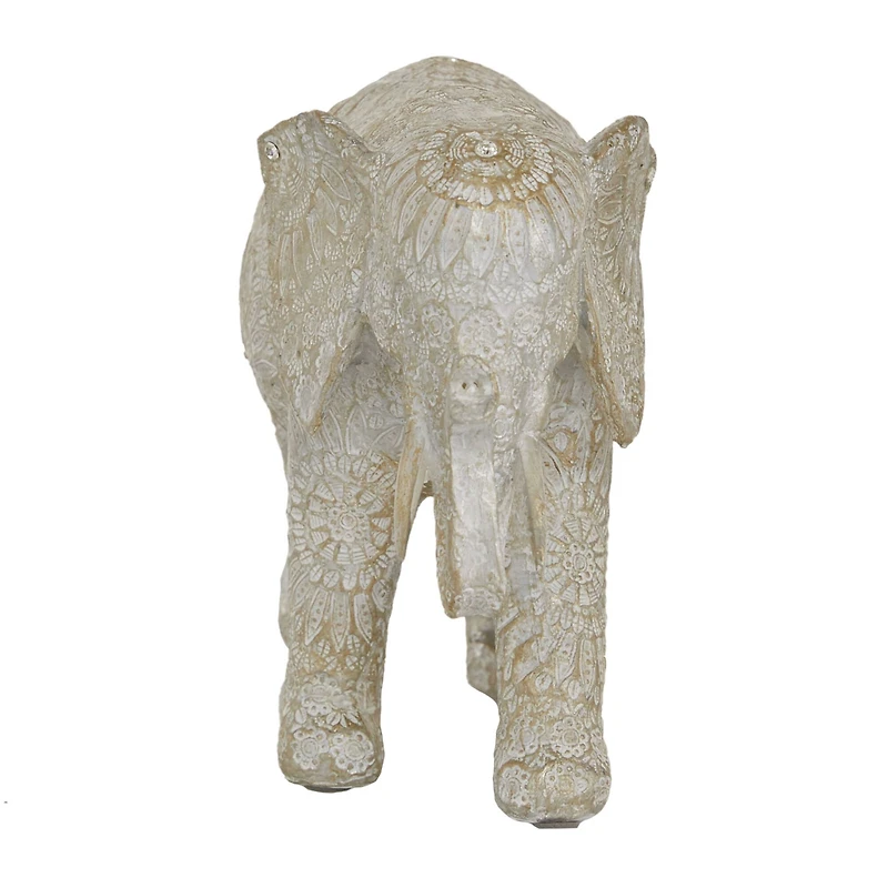 11" White Eclectic Elephant Sculpture