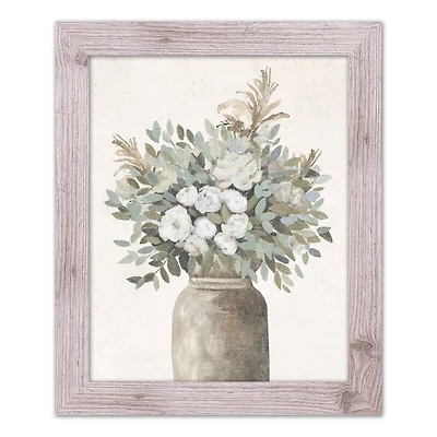 Modern Transitional Flowers 16" x 20" Western White Framed Print