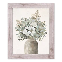 Modern Transitional Flowers 16" x 20" Western White Framed Print