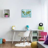 Stupell Industries Kid's Animal World Map Favorite Regional Wildlife Canvas Wall Art