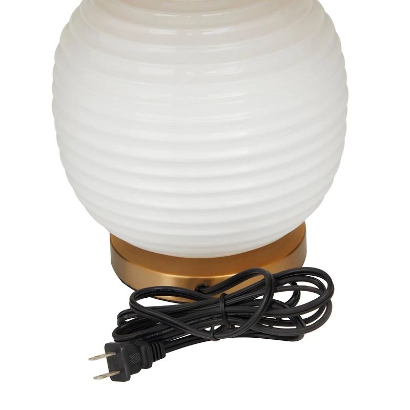 White Glass Modern Accent Lamp, 13" x 13" x 19"