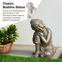Glitzhome® 18" Faux Bronze Resting Buddha Garden Statue