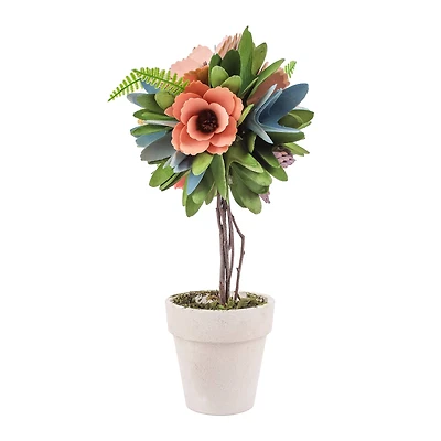 12" Multicolor Spring Floral Topiary