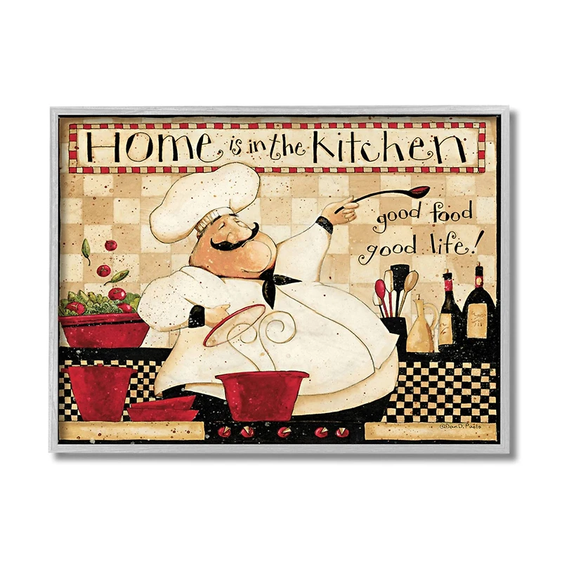 Stupell Industries Home is the Kitchen Chef Framed Wall Art